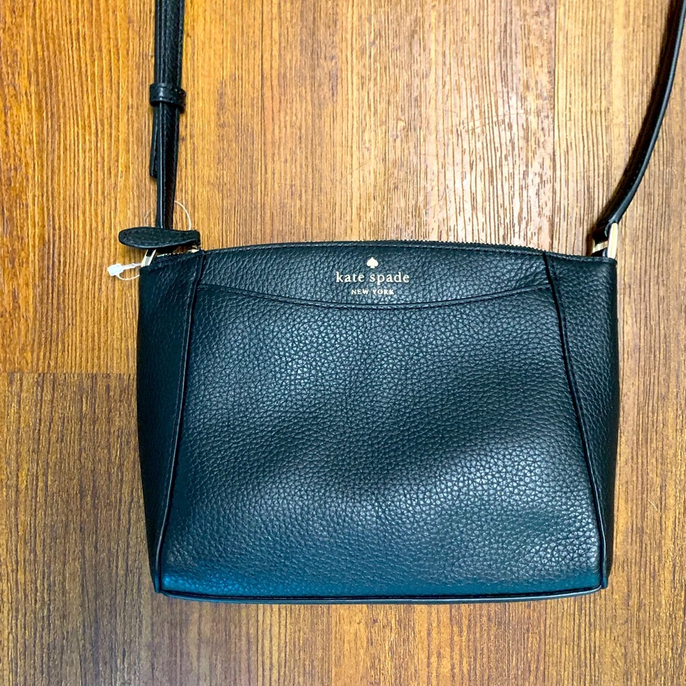 NWOT Kate Spade Black Pebbled Leather Adjustable Crossbody Bag - Picture 2 of 9
